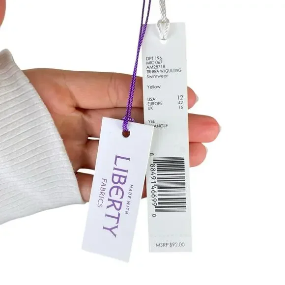 Antonio Melani NWT Liberty Fabrics Blue Yellow Paisley Quilted Bikini Swim Top - Picture 9 of 11